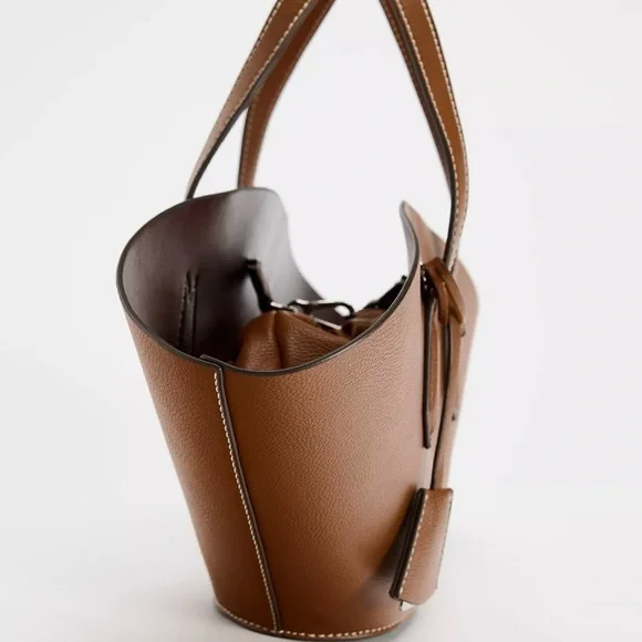 Zara Basket Bag - Dark Tan - Picture 6 of 6